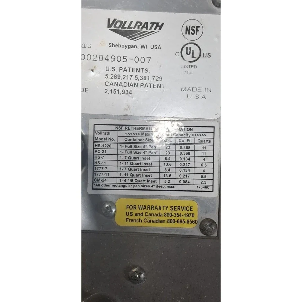 Vollrath Cayenne HS-7 Heat N Serve 7 Qt Commercial Food Warmer Rethermalizer
